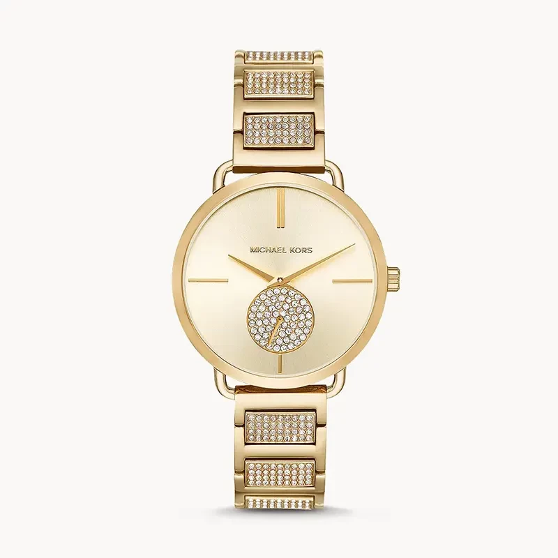 Michael Kors Portia Pave Gold Dial Gold-tone Ladies Watch | MK3852